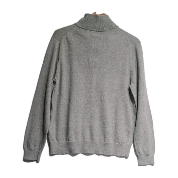 J Crew Men's Gray 100% Cotton Quarter Zip Mock Neck Sweater XL - Picture 2 of 7